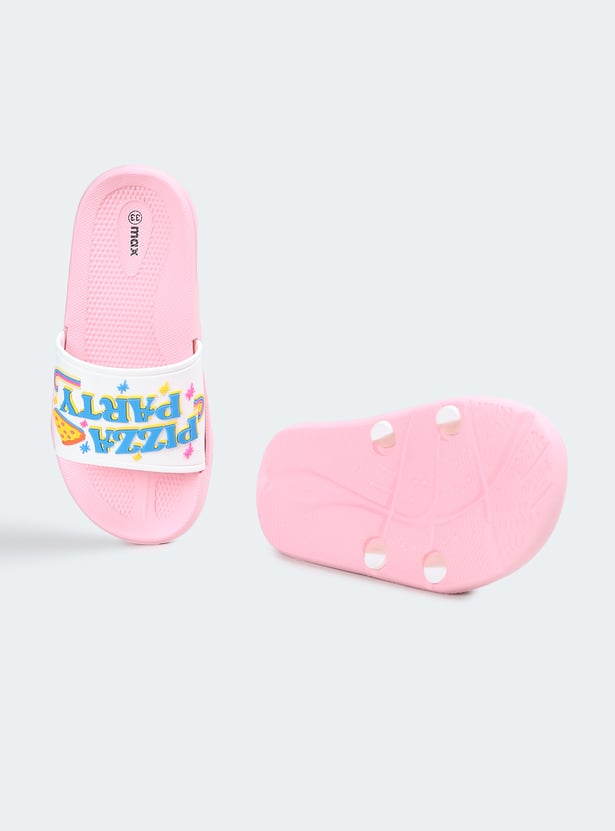 Girls Text Print Sliders