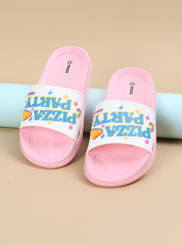 Girls Text Print Sliders