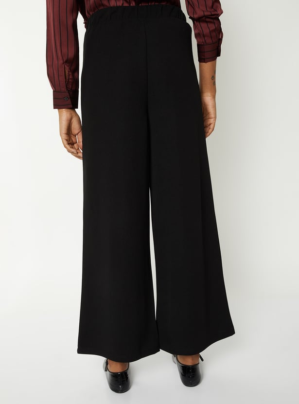 Women Solid Wide Leg Trousers