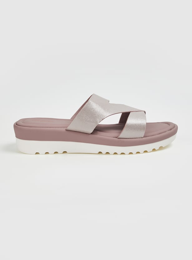 Women Metallic Finish Flatforms