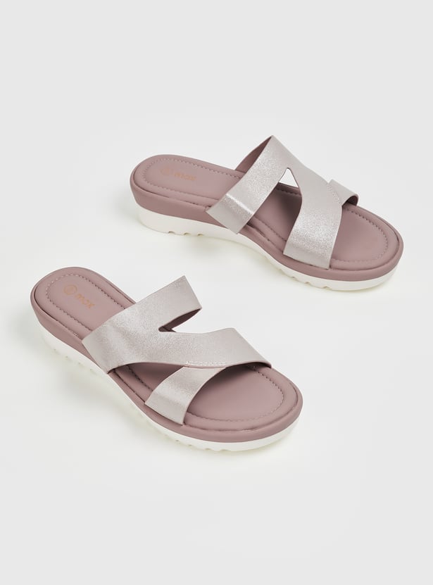 Women Metallic Finish Flatforms