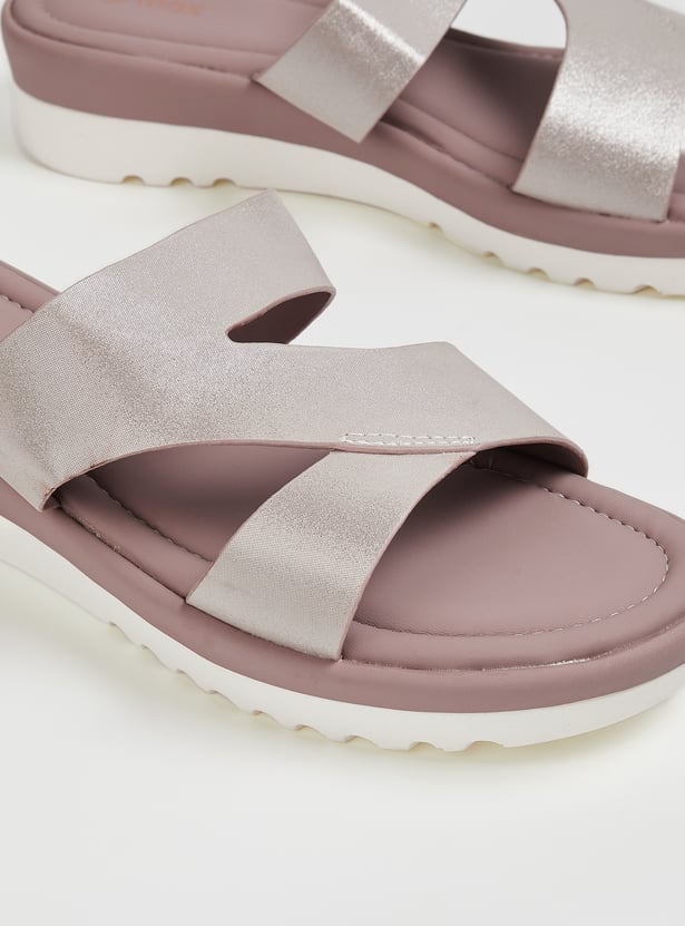 Women Metallic Finish Flatforms