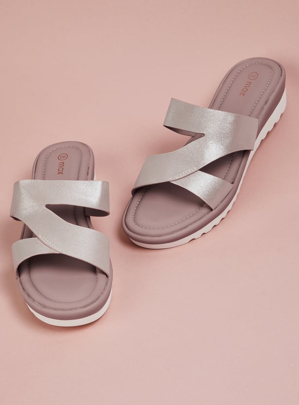 Women Metallic Finish Flatforms