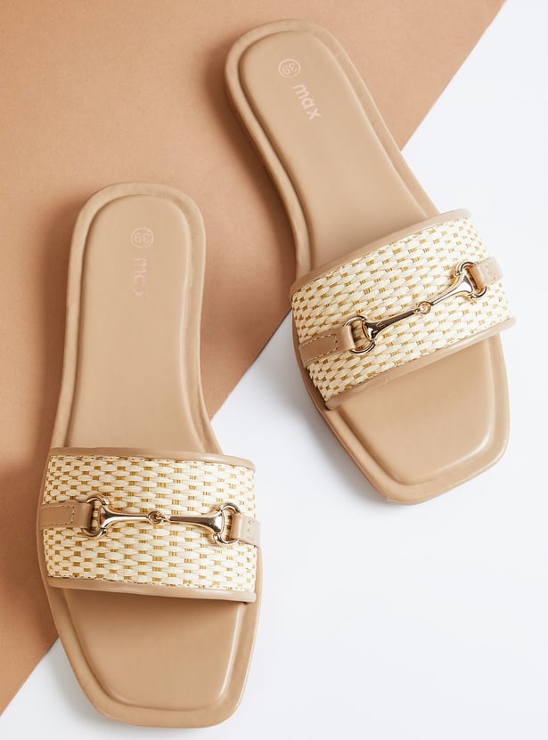 Women Woven Flats with Metal Upper