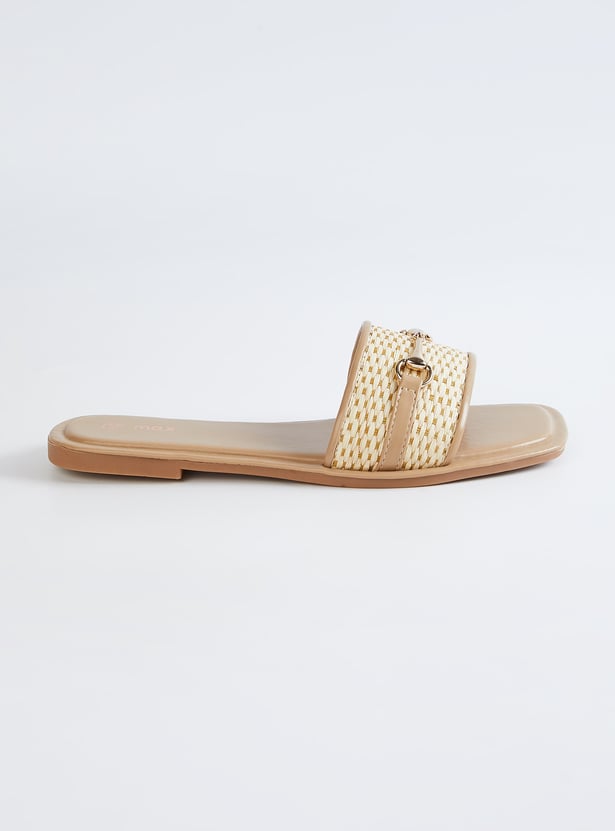 Women Woven Flats with Metal Upper