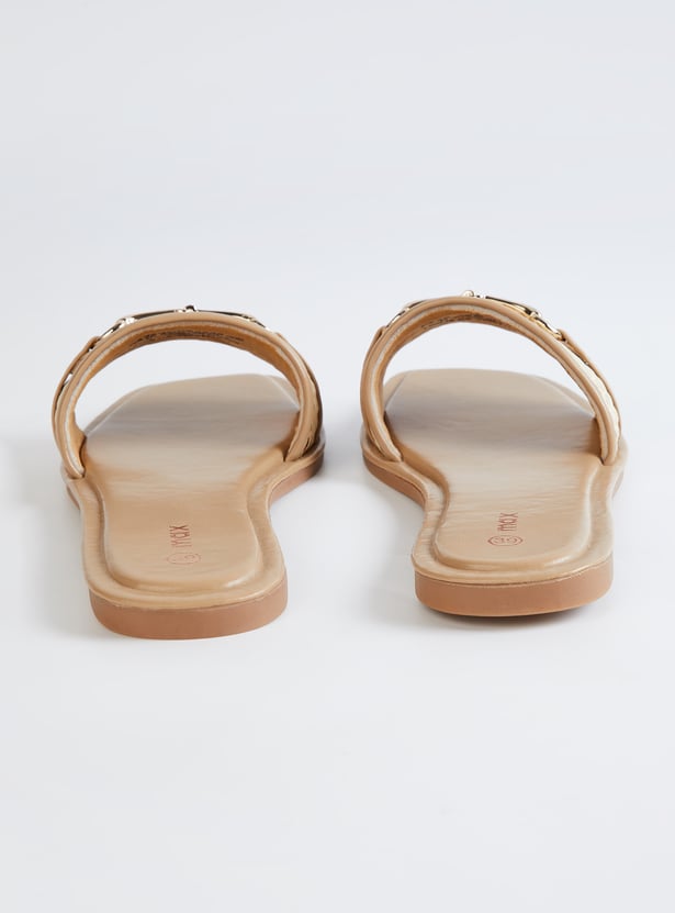 Women Woven Flats with Metal Upper