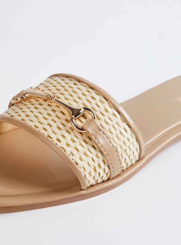 Women Woven Flats with Metal Upper