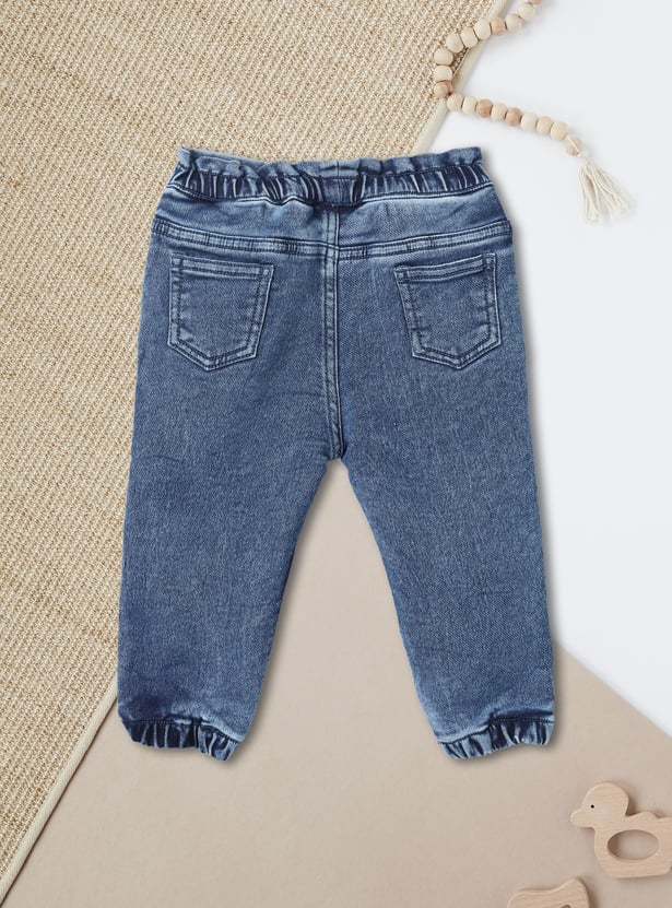 Girls Embroidered Denim Joggers
