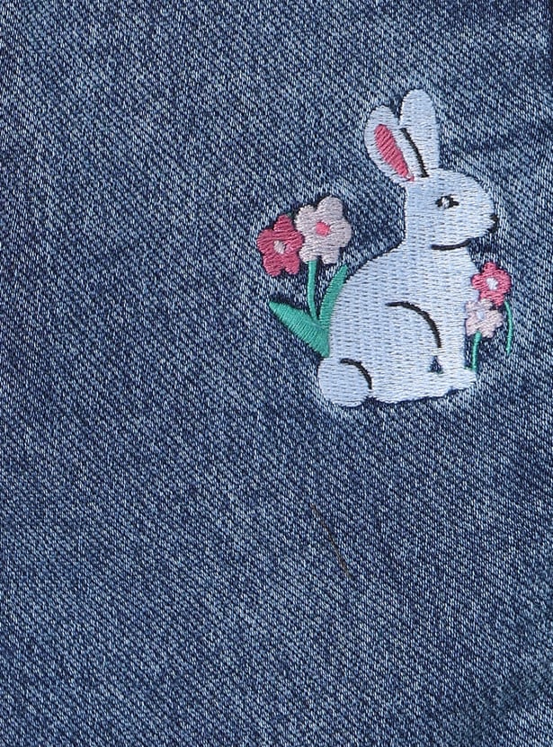 Girls Embroidered Denim Joggers