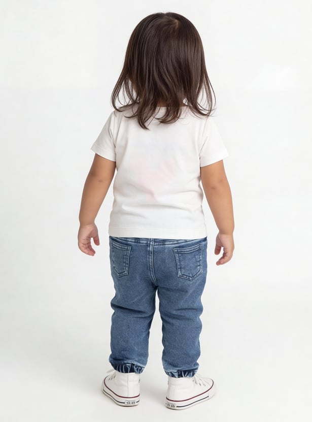 Girls Embroidered Denim Joggers