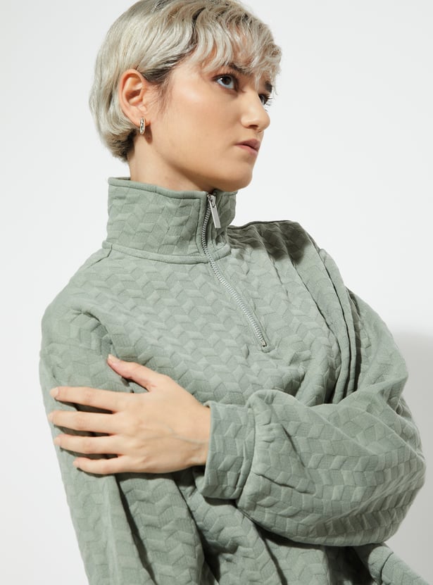 ALAYA F x URB_N Women Textured Boxy Fit Sweatshirt