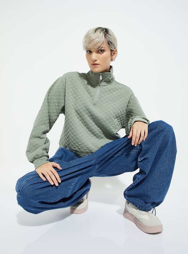 ALAYA F x URB_N Women Textured Boxy Fit Sweatshirt