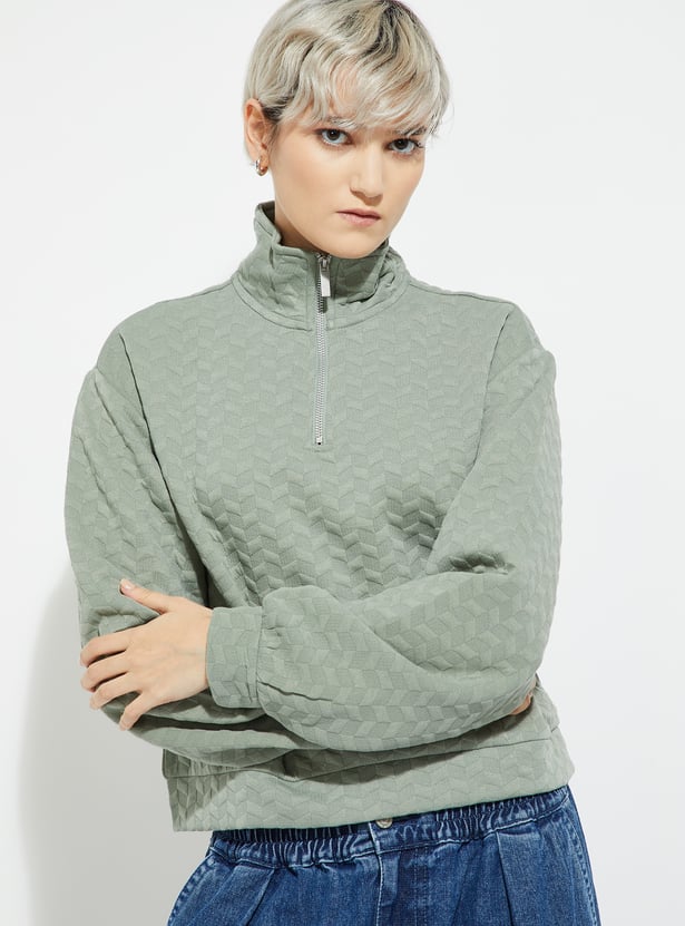 ALAYA F x URB_N Women Textured Boxy Fit Sweatshirt