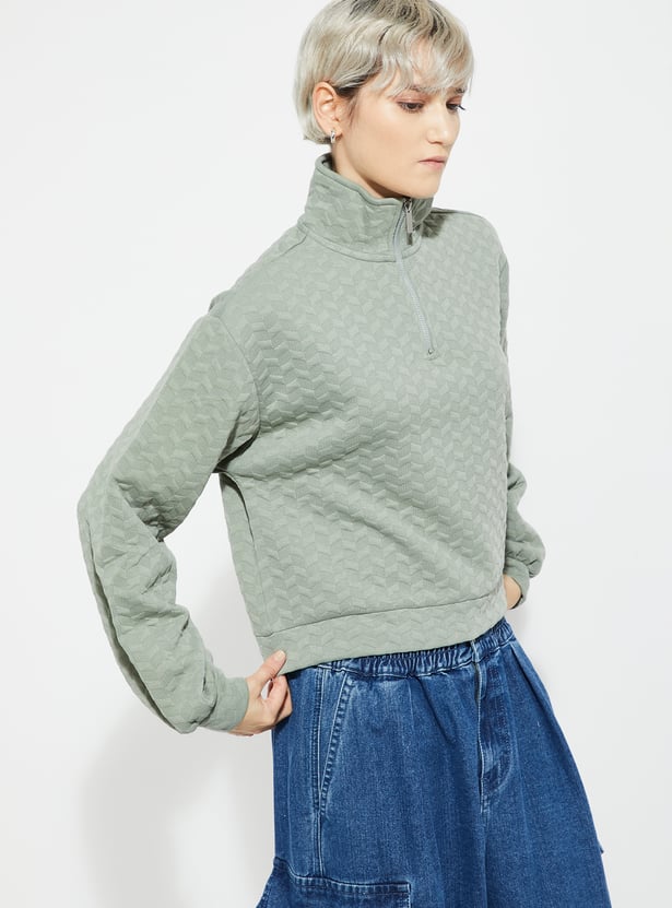 ALAYA F x URB_N Women Textured Boxy Fit Sweatshirt