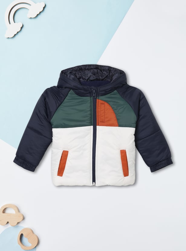 Boys Colourblock Hooded Bomber Jacket