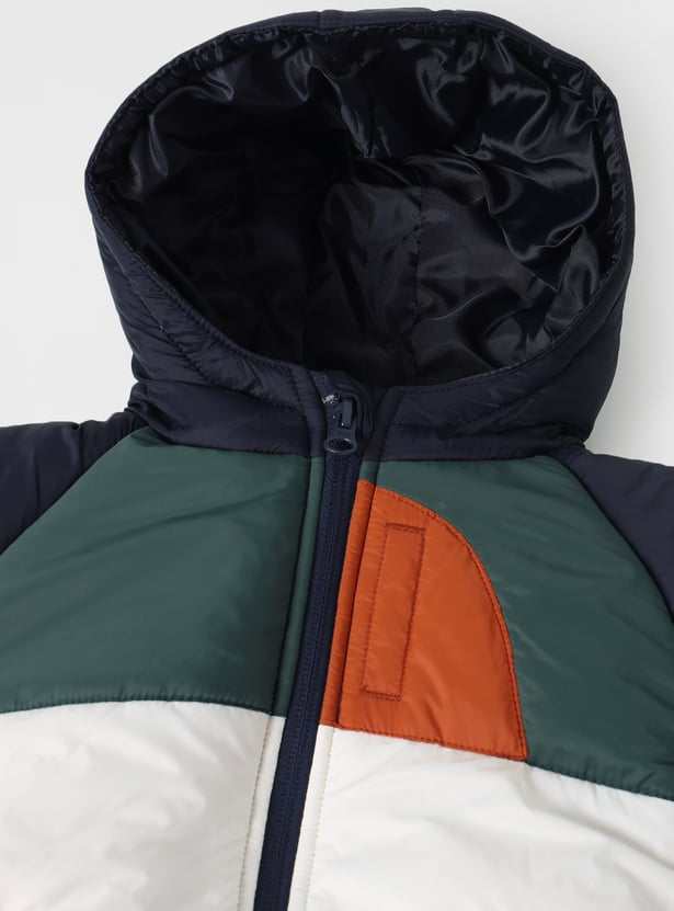 Boys Colourblock Hooded Bomber Jacket