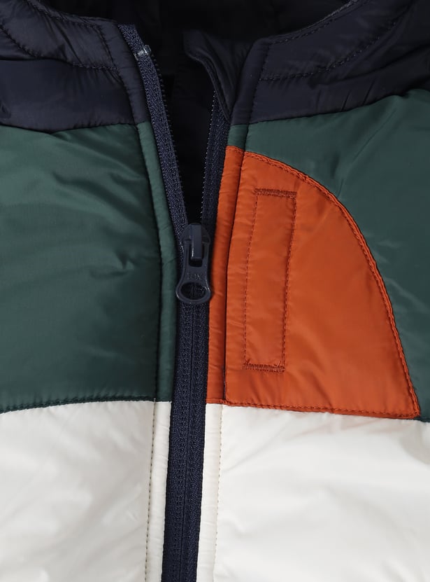 Boys Colourblock Hooded Bomber Jacket