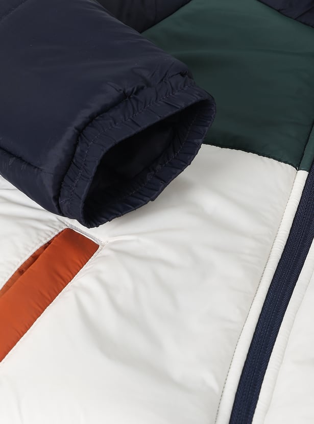 Boys Colourblock Hooded Bomber Jacket