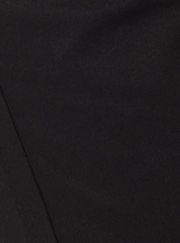 Women Solid Trousers with Braided Belt