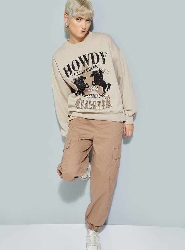 Buy ALAYA F x URB_N Women Graphic Print Oversized Sweatshirt