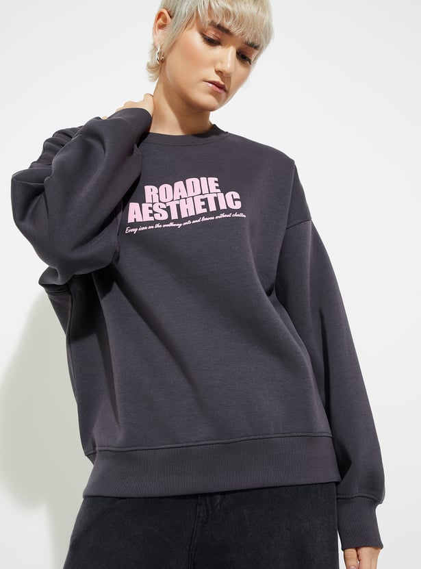 Buy ALAYA F x URB_N Women Printed Oversized Sweatshirt Online at