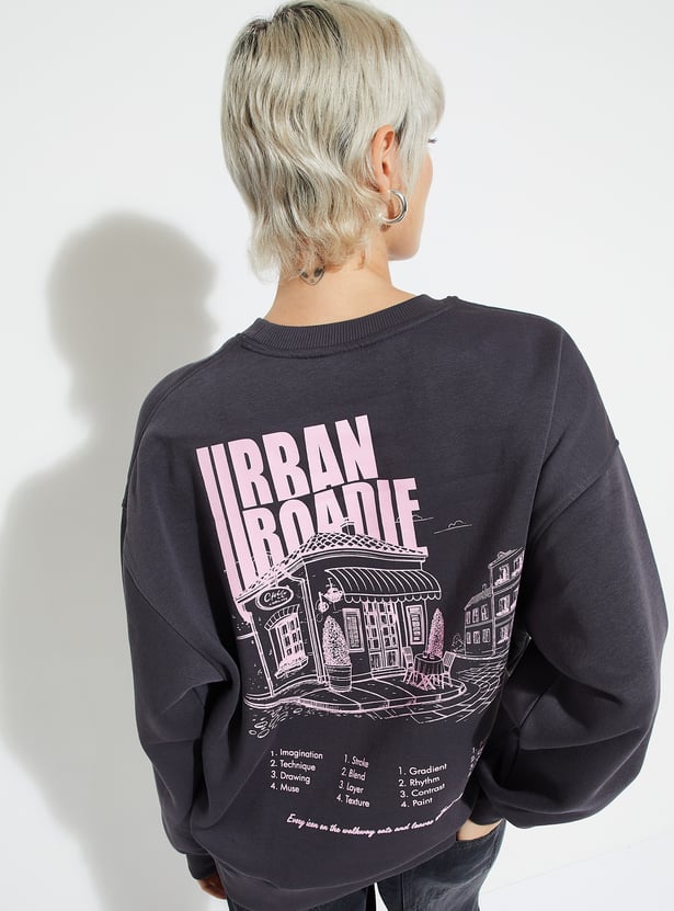 ALAYA F x URB_N Women Printed Oversized Sweatshirt