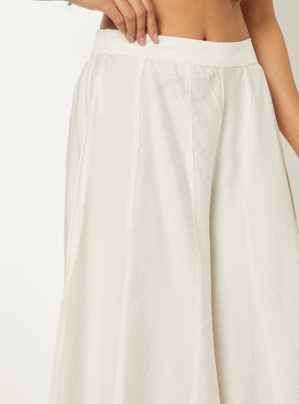 Women Embroidered Top with Palazzos and Shrug