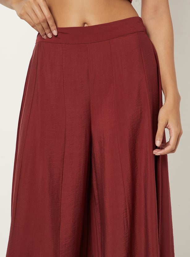 Women Embroidered Top With Palazzos and Shrug