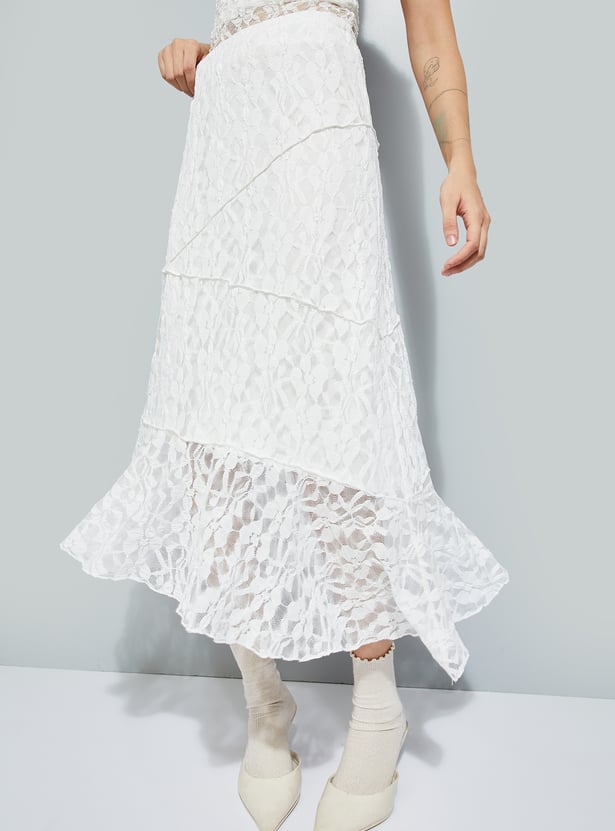 Women Lace A-line Midi Skirt
