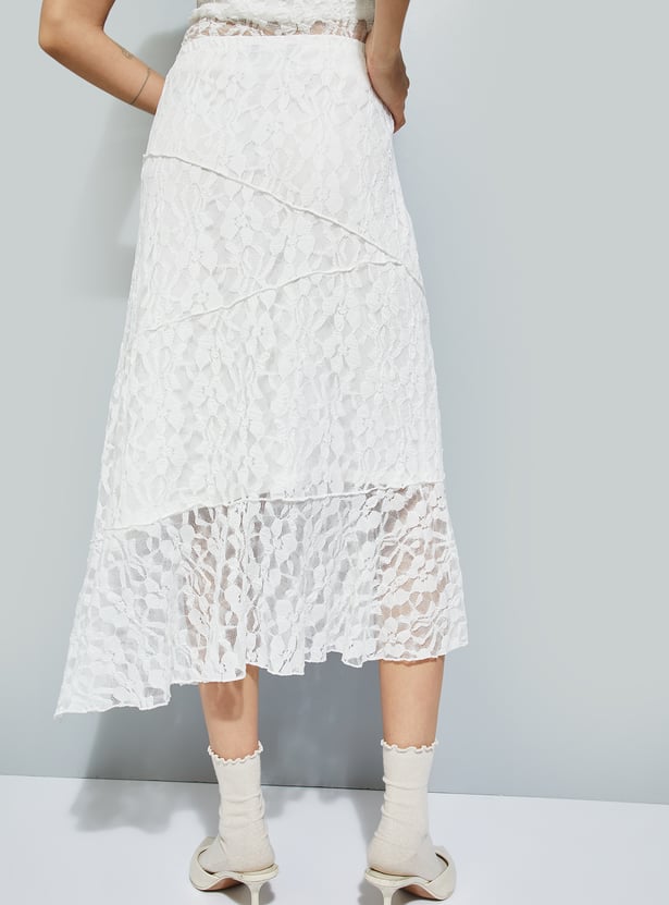 Women Lace A-line Midi Skirt