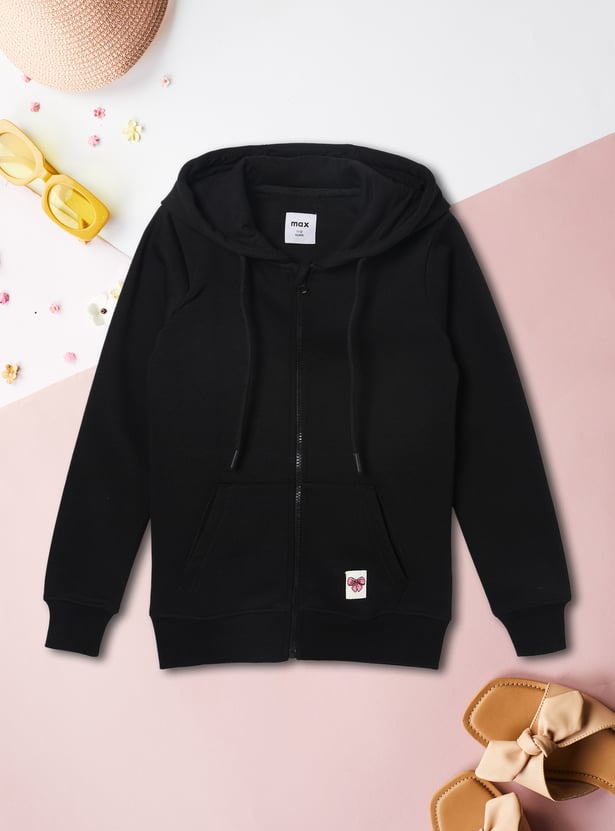 Girls Solid Hooded Sweatshirt