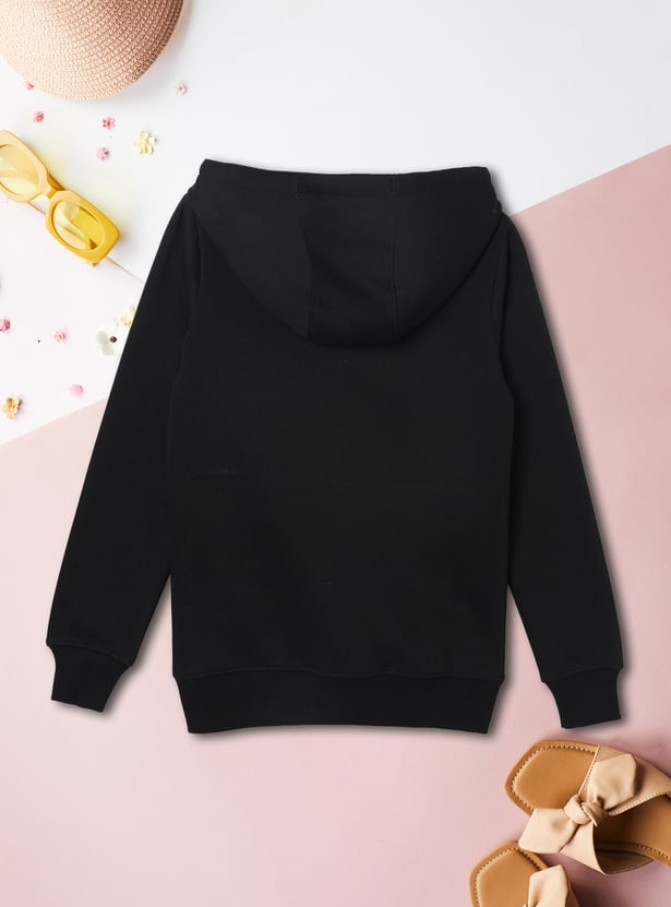 Girls Solid Hooded Sweatshirt