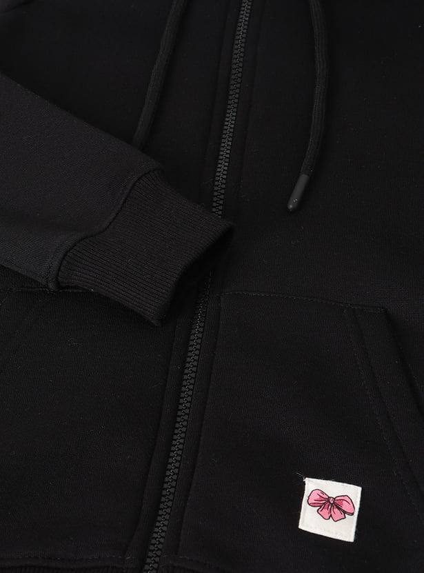 Girls Solid Hooded Sweatshirt