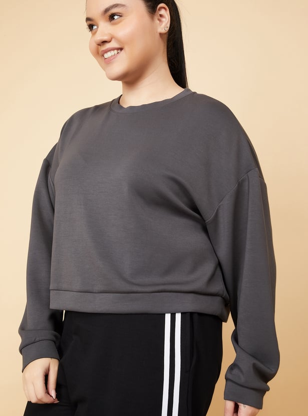 Women Solid Buttersoft Boxy Fit Sweatshirt