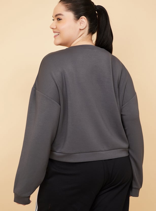 Women Solid Buttersoft Boxy Fit Sweatshirt