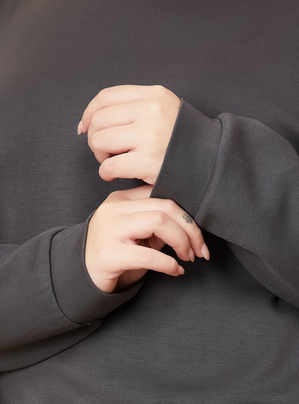 Women Solid Buttersoft Boxy Fit Sweatshirt