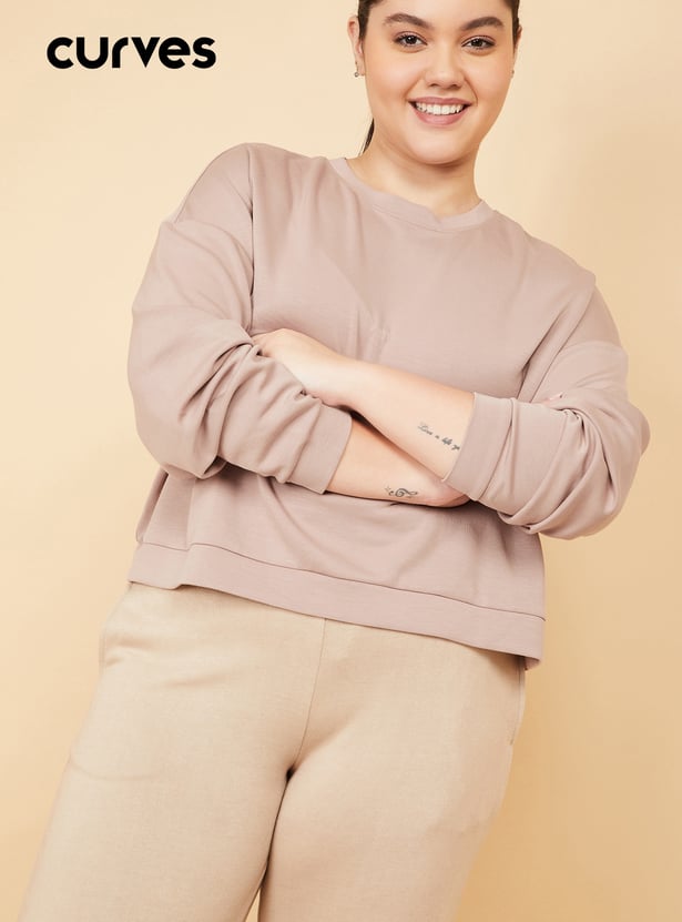 Women Solid Buttersoft Boxy Fit Sweatshirt