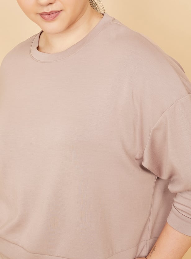 Women Solid Buttersoft Boxy Fit Sweatshirt