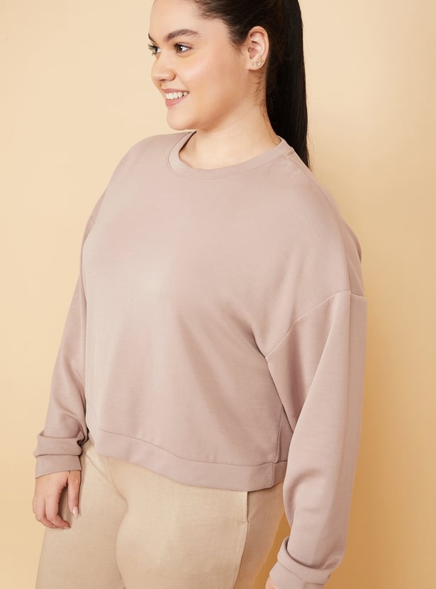 Women Solid Buttersoft Boxy Fit Sweatshirt