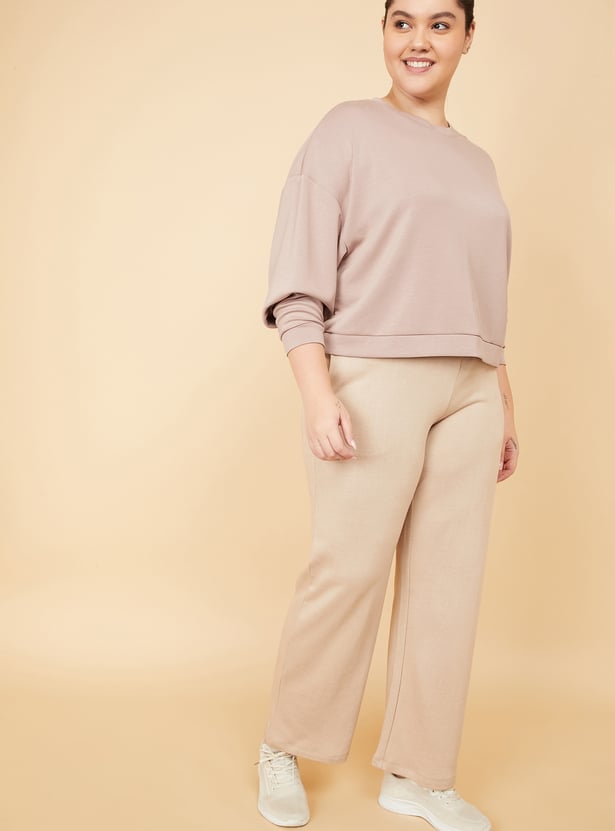 Women Solid Buttersoft Boxy Fit Sweatshirt