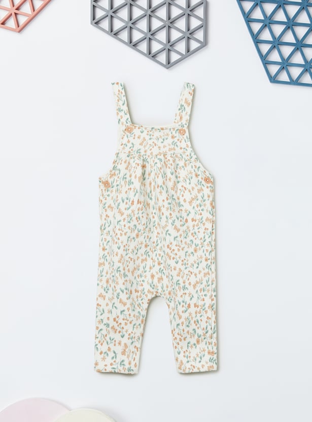 Girls Printed Dungaree with Top