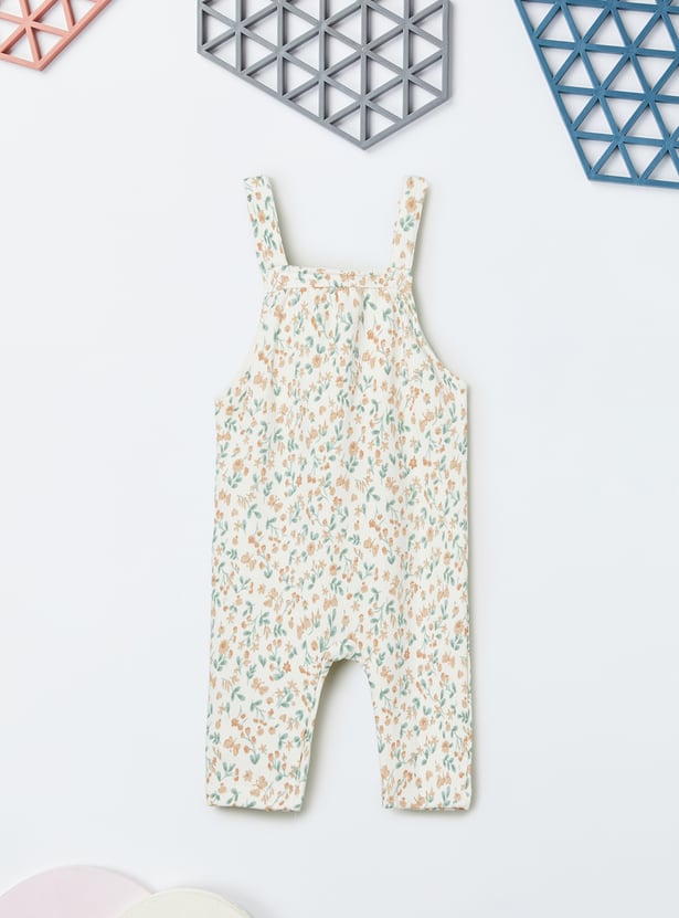 Girls Printed Dungaree with Top
