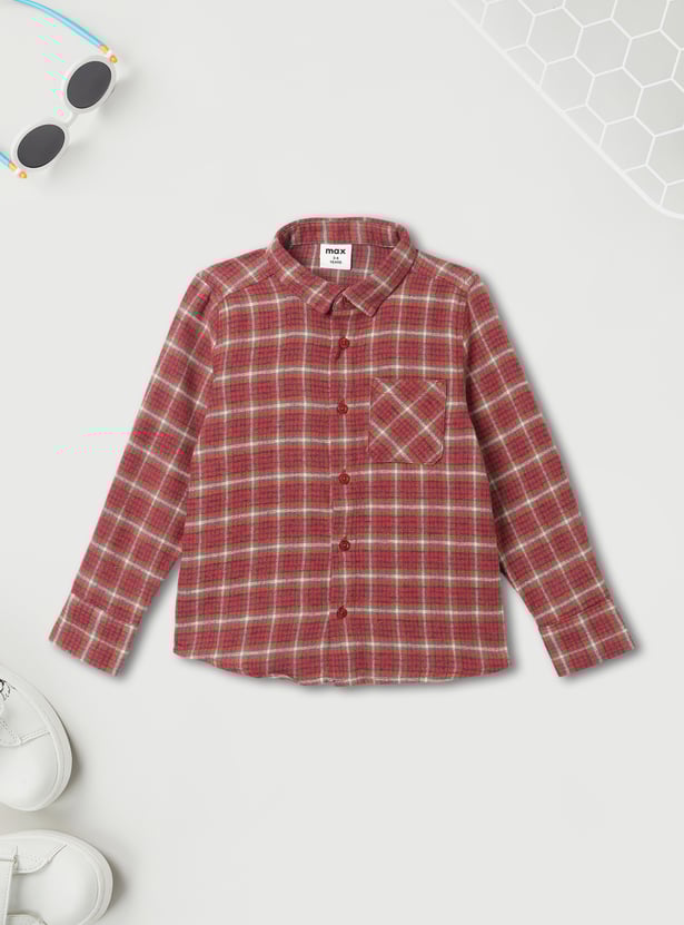 Boys Checked Oversized Shirt