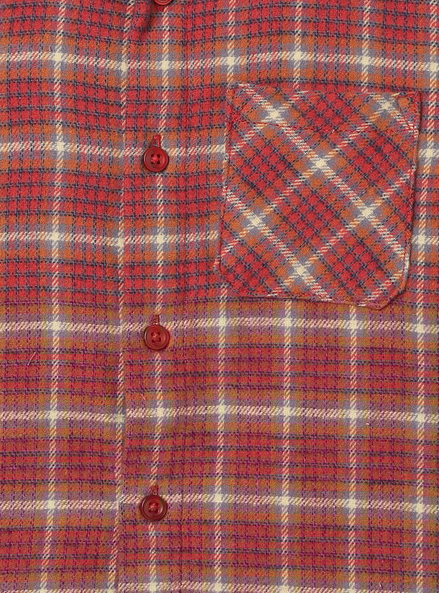 Boys Checked Oversized Shirt