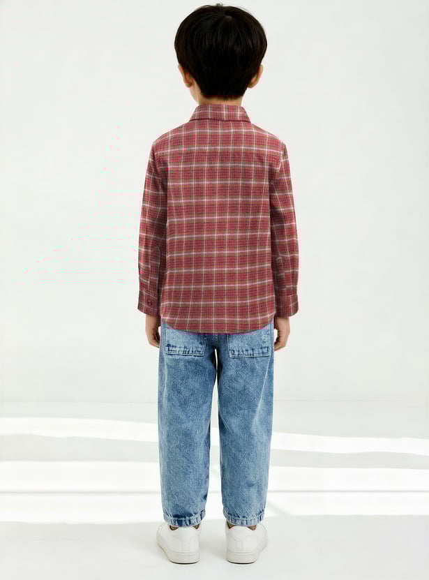 Boys Checked Oversized Shirt