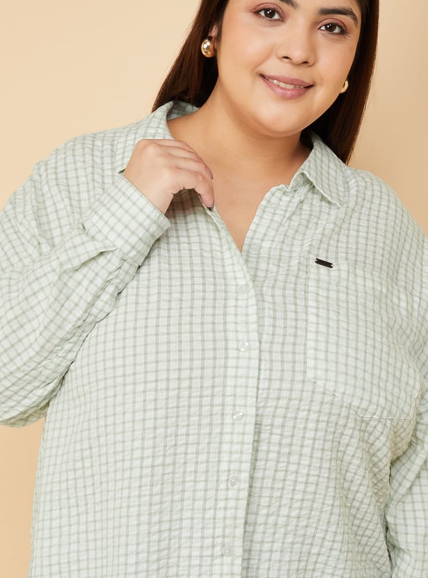 Women Checked Oversized Shirt