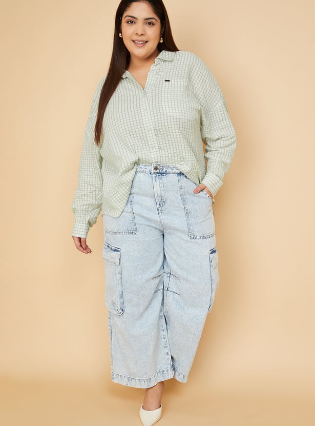 Women Checked Oversized Shirt