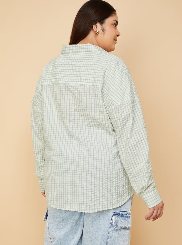 Women Checked Oversized Shirt