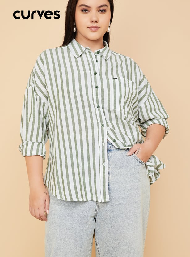 Women Striped Oversized Shirt