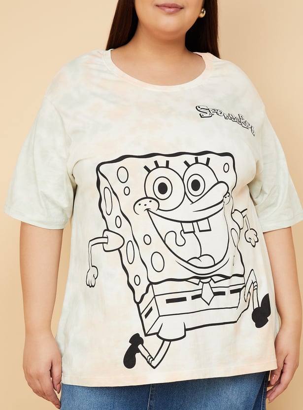 URB_N Women SpongeBob Print Oversized T-shirt